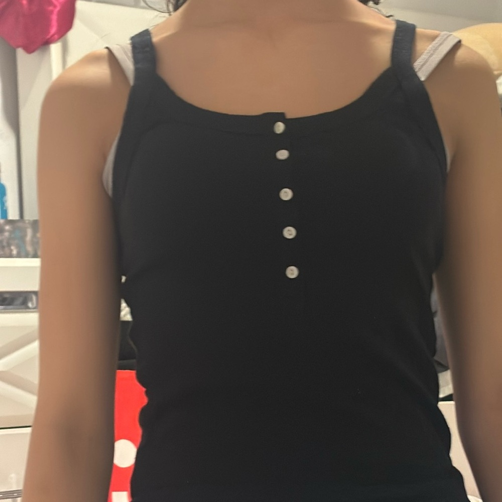 AERIE Half Button Tank Top